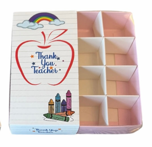 Empty Pick And Mix Box Thank You Teacher Theme -clear lid with band