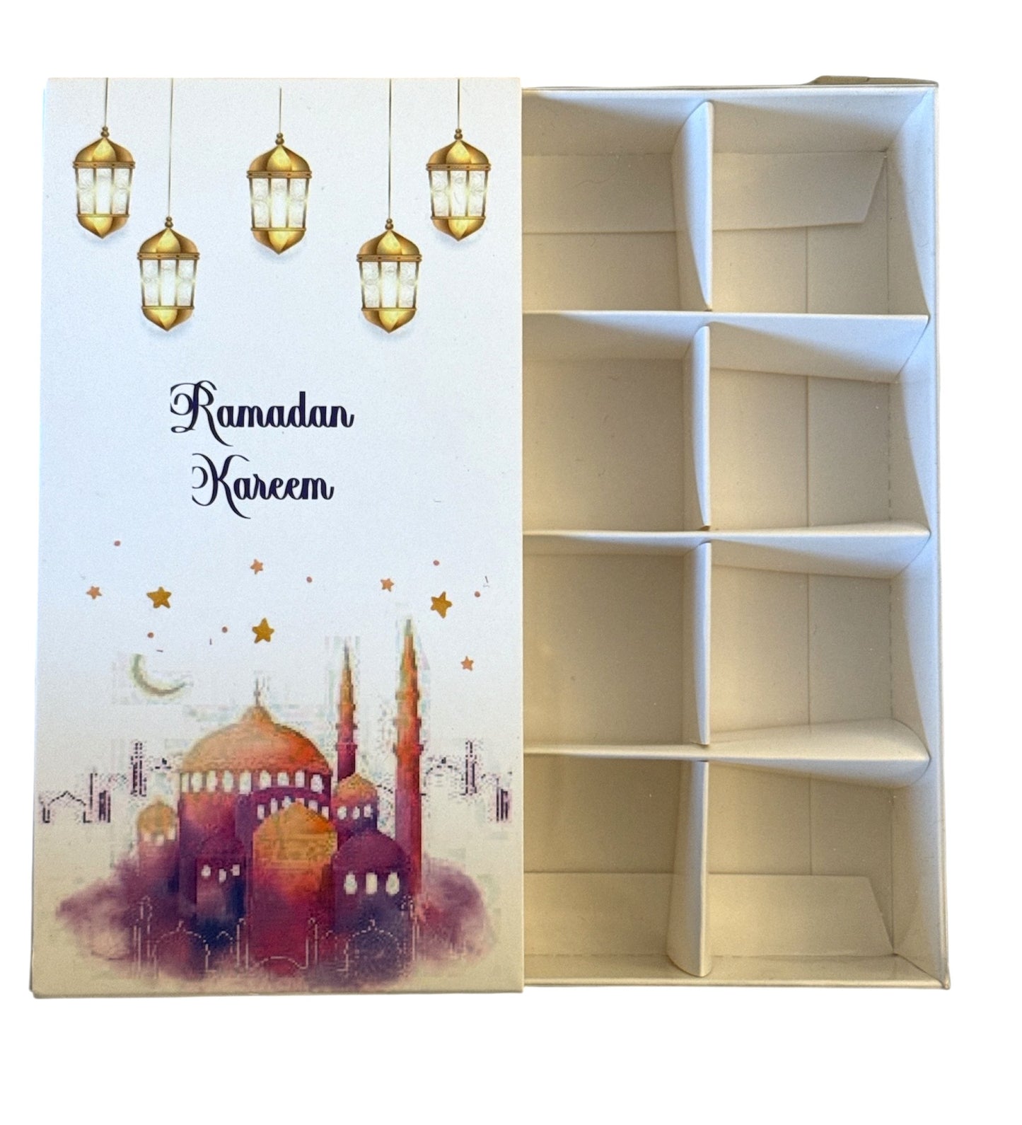 Clear Lid Box Ramadan Design with Band - white box