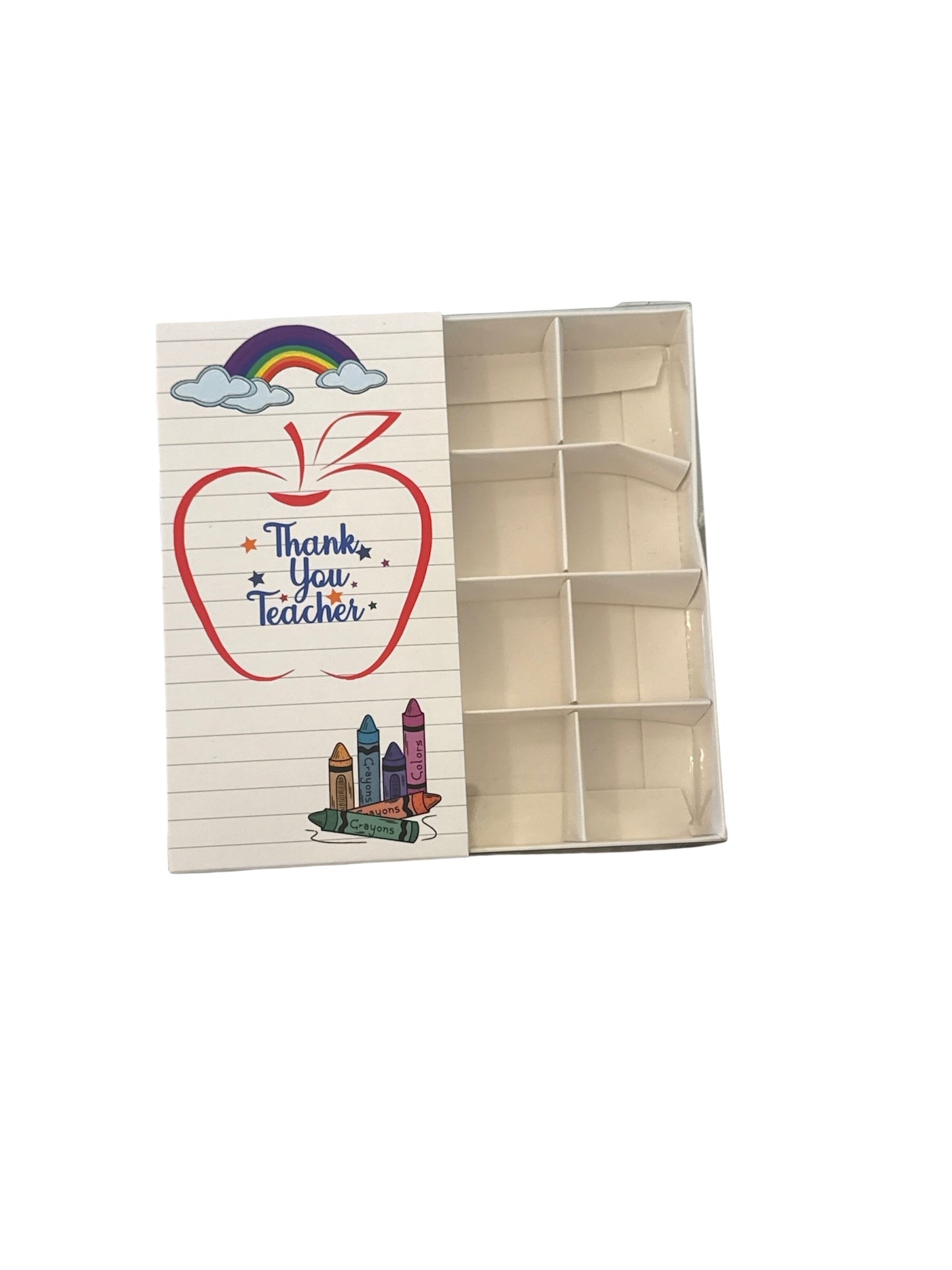 Empty Pick And Mix Box Thank You Teacher Theme -clear lid with band