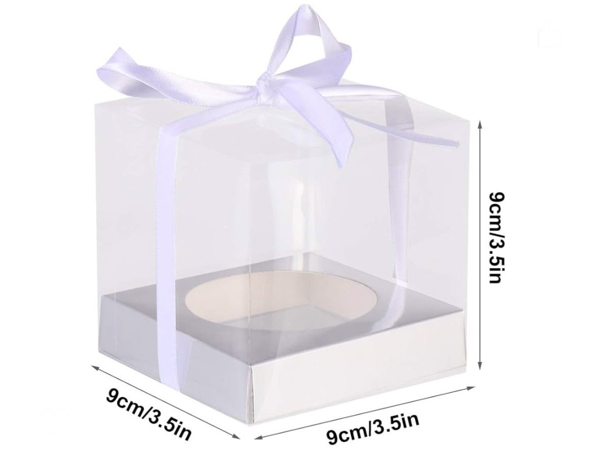 Transparent Single Cupcake Box White  Base