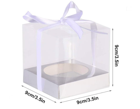 Transparent Single Cupcake Box White  Base