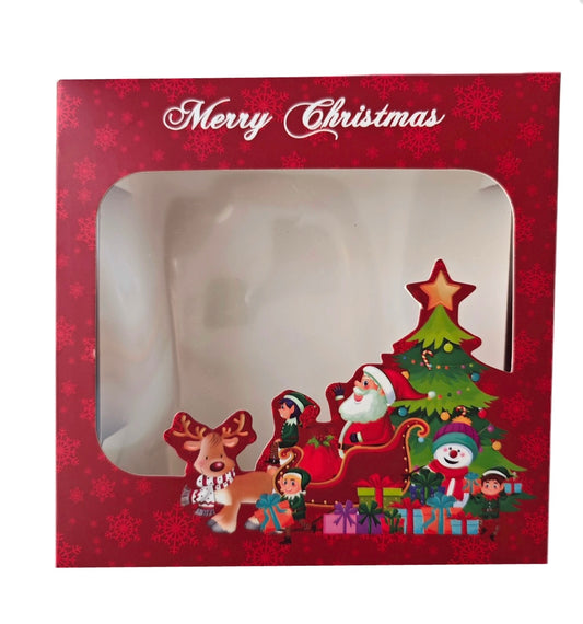Empty pick and mix box Red Santa Box 15x15x3.5cm