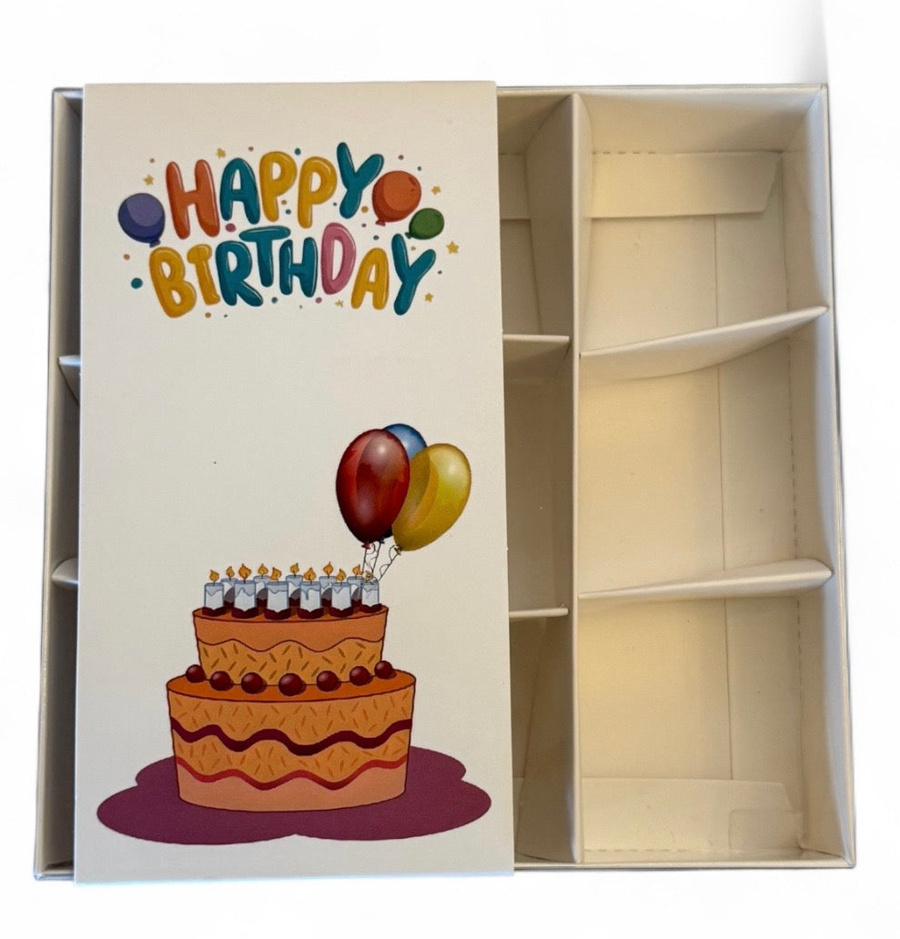 Empty Pick And Mix Box Birthday Design Clear Lid 15*15*3.5cm