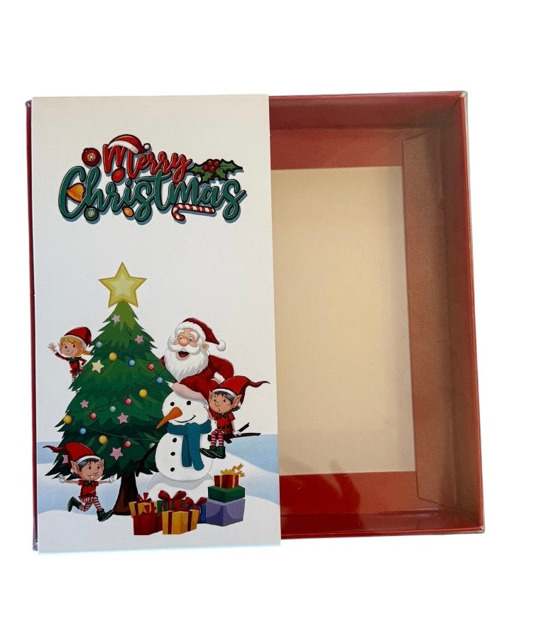 Empty pick and mix box  15x15x3.5cm- Clear Lid Christmas Theme