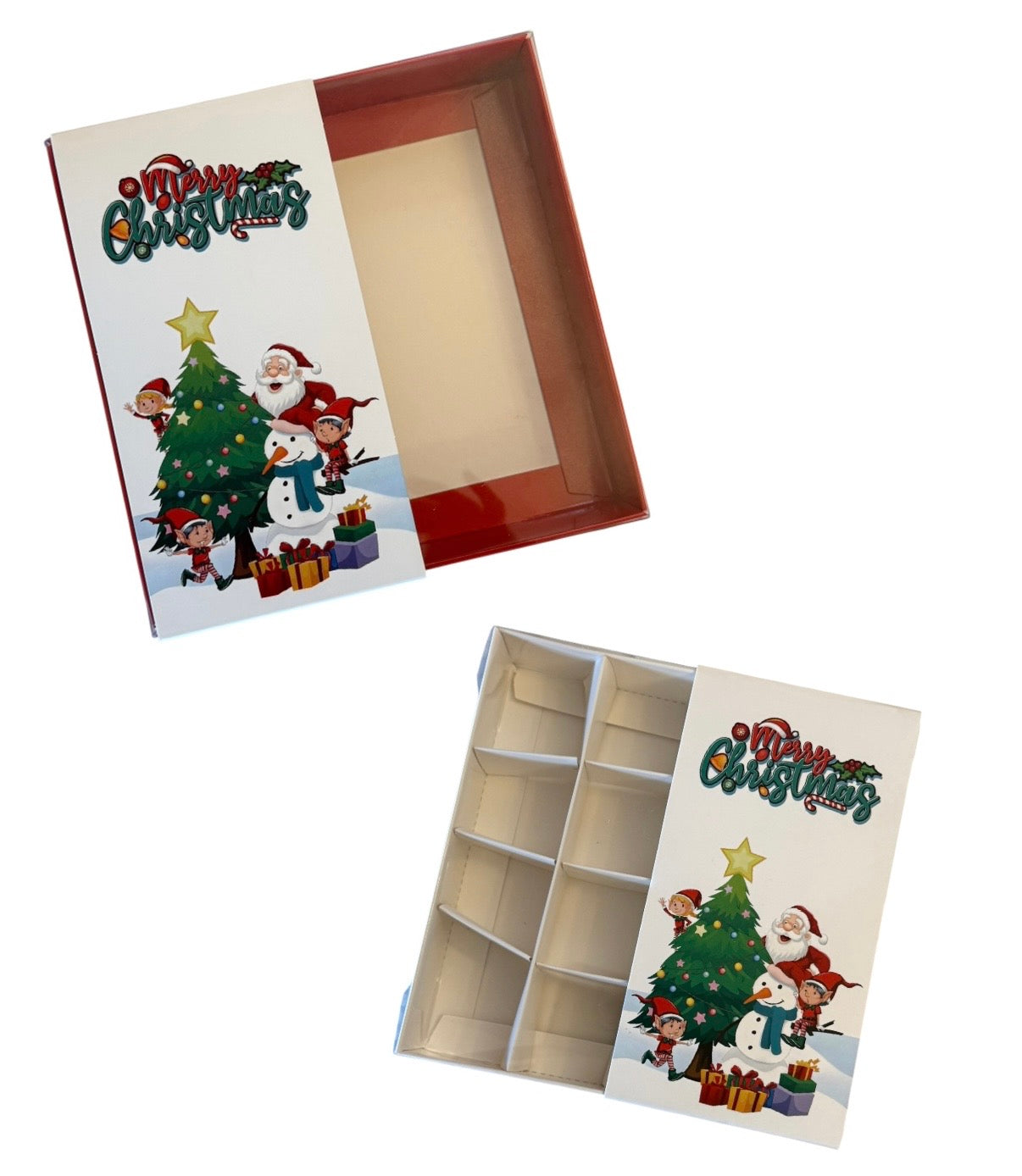 Empty pick and mix box  15x15x3.5cm- Clear Lid Christmas Theme