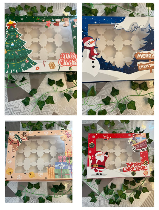 Christmas cupcake boxes -Assorted Designs