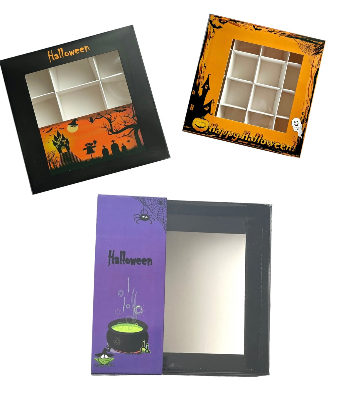 Empty Pick and Mix Clear Lid 15*15*3.5cm Halloween Theme