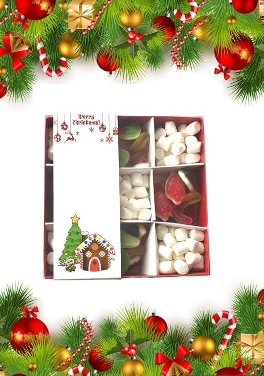 Empty pick and mix box  15x15x3.5cm- Clear Lid Christmas Theme