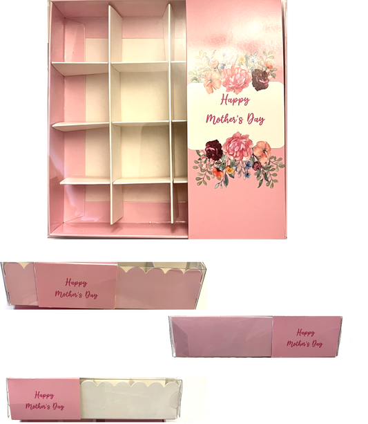 Clear Lid Box White  With Scalloped Edge And Sleeve - 15*15*3.5cm Mothers Day
