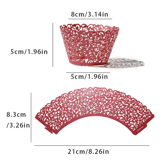 Lace Cupcake Wrappers  -Red