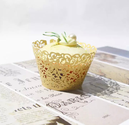 Lace Cupcake Wrappers  -Gold