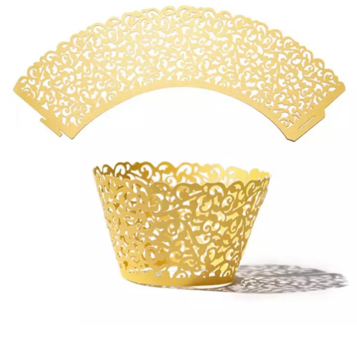 Lace Cupcake Wrappers  -Gold