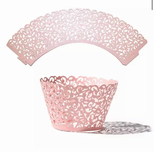 Lace Cupcake Wrappers  -Pink