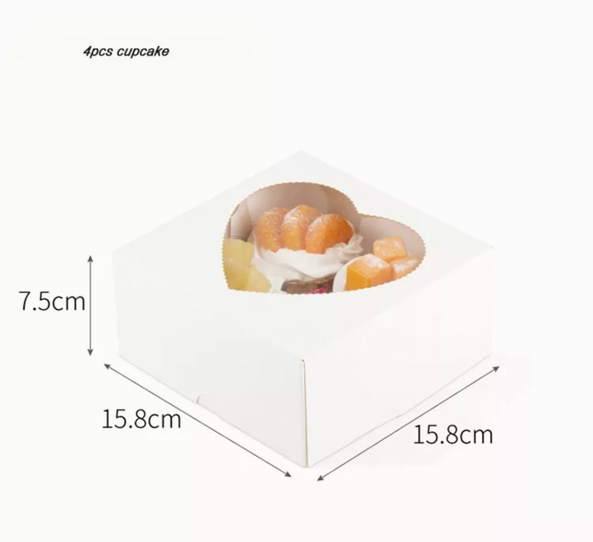 Heart Shaped Window Cupcake Box 4 Hold