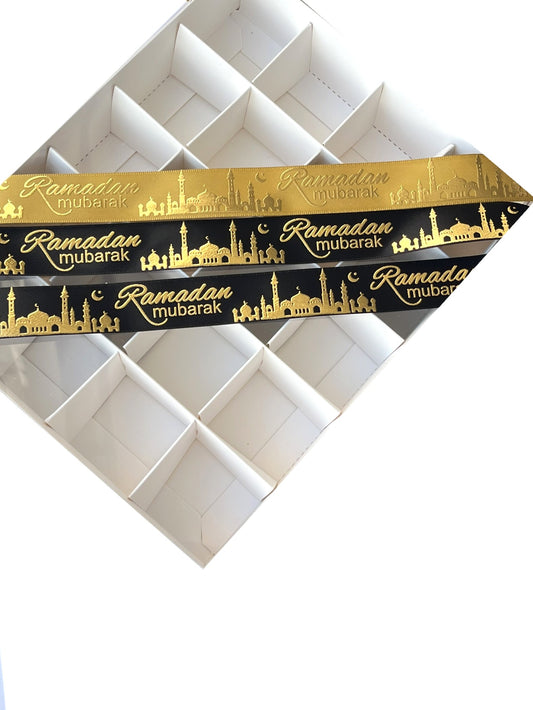Ramadan  Mubarak Ribbon Gold Foil Print -22mm(2.2cm Wide)